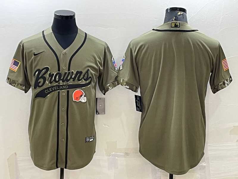 Men%27s Cleveland Browns Blank Olive 2022 Salute To Service Cool Base Stitched Baseball Jersey->cincinnati bengals->NFL Jersey